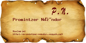 Promintzer Nándor névjegykártya